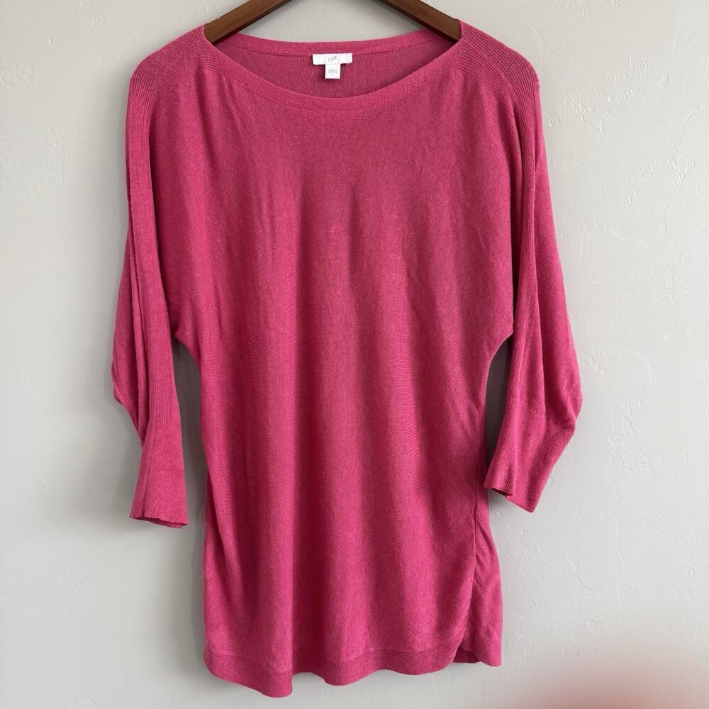 J. Jill Knit Sweater Linen Blend Woman’s S Pink Boat Neck Tunic 3/4 Sleeve